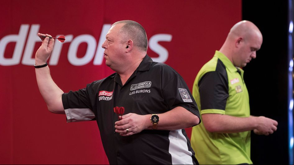 Mervyn King knocked Michael van Gerwen out of the UK Open (Picture: Lawrence Lustig/PDC)