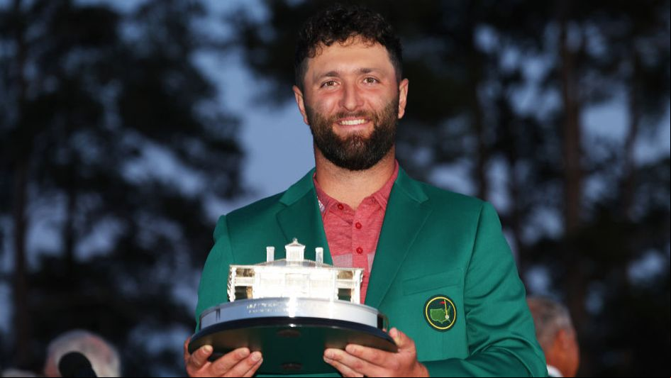 John Rahm celebrates victory at the 87th Masters