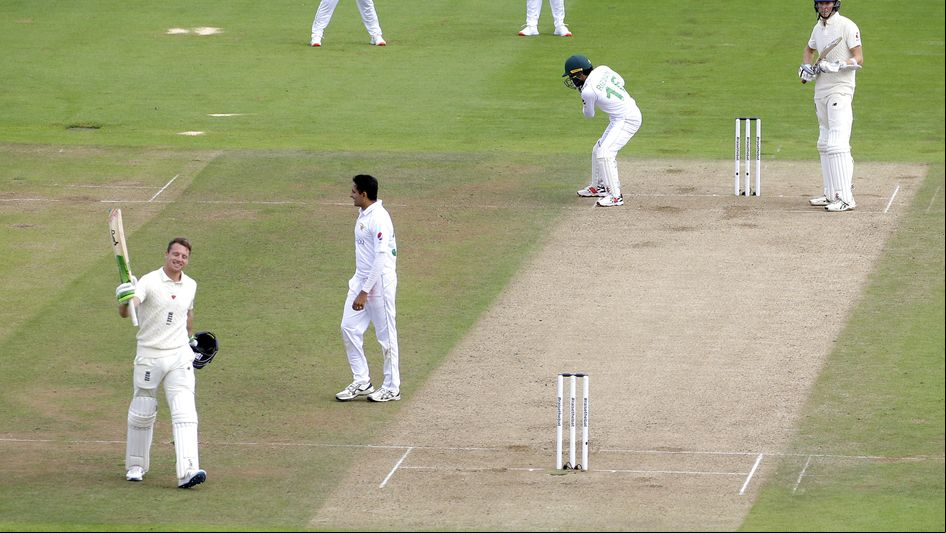 Jos Buttler salutes the England dressing room